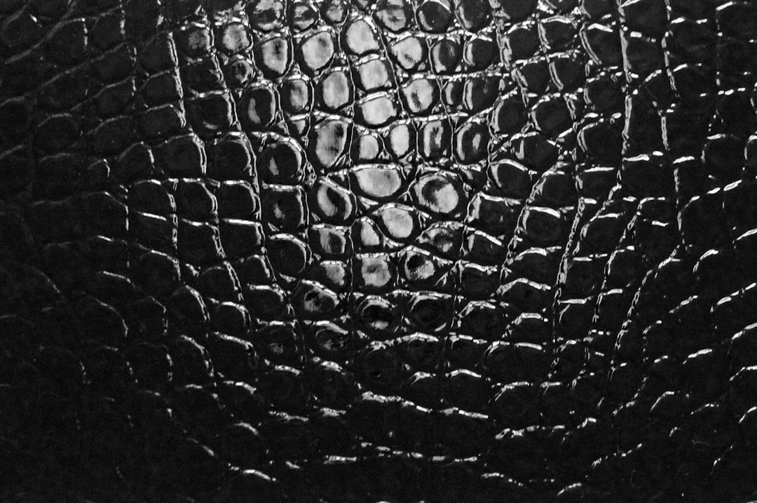 A black and white photo of a leather texture